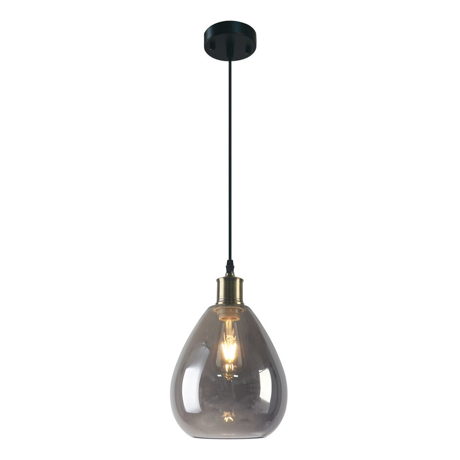 Suspension Verona 1 lumière - verre fumé en goutte à effet miroir