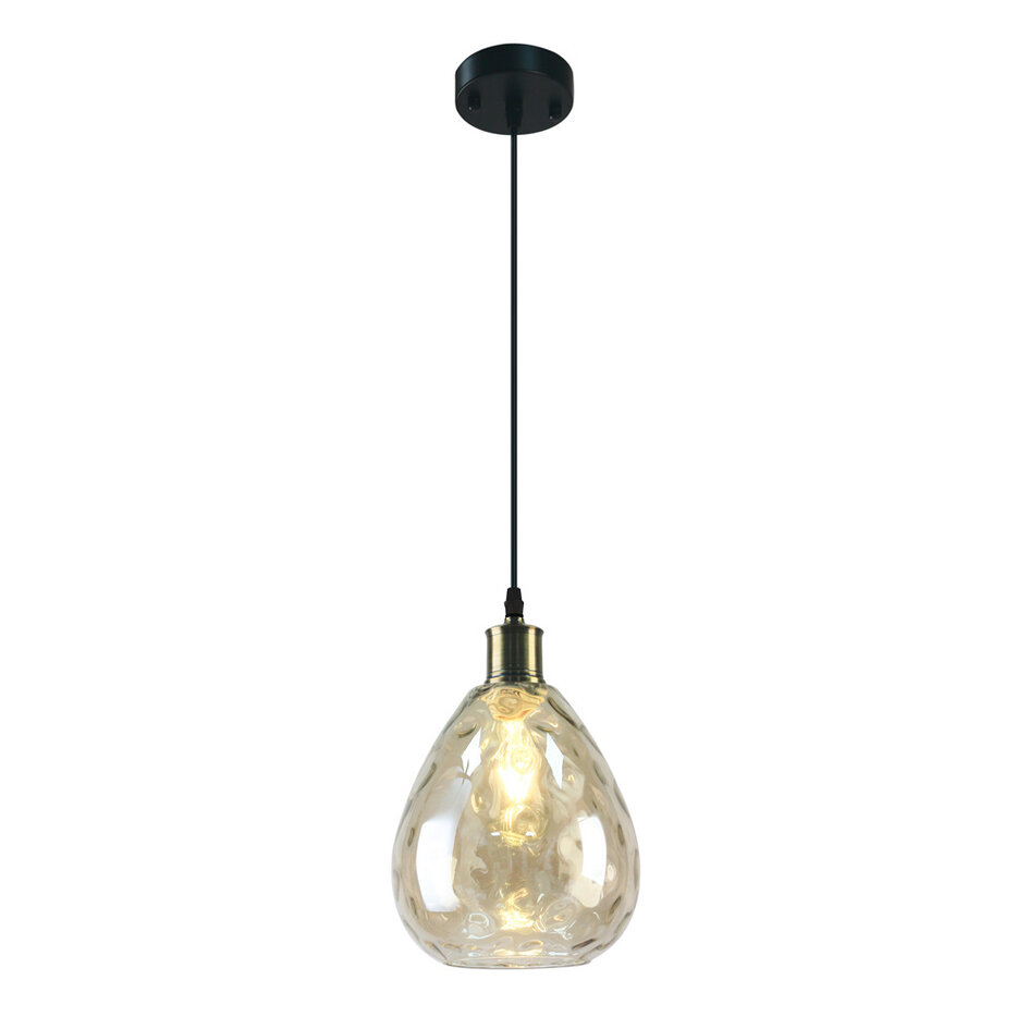 Suspension Verona 1 lumière avec effet miroir fumé et verre lisse en forme de goutte