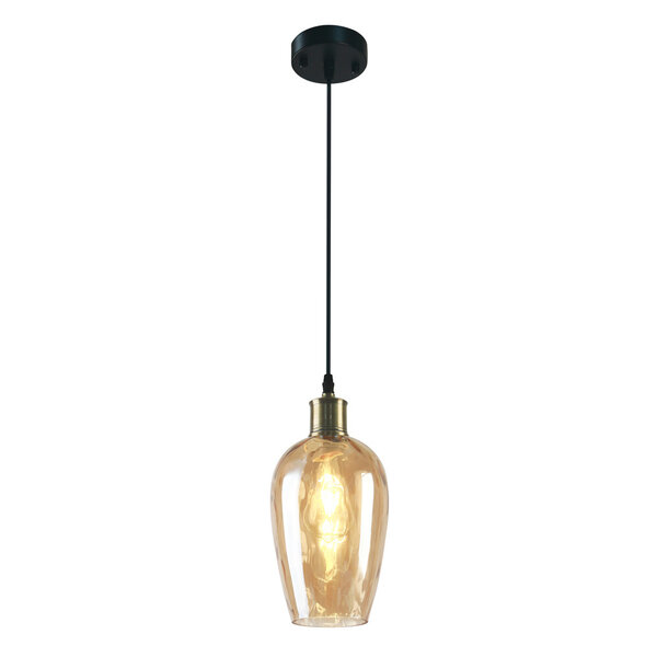 Suspension Verona 1 lumière - verre fumé allongé à effet miroir