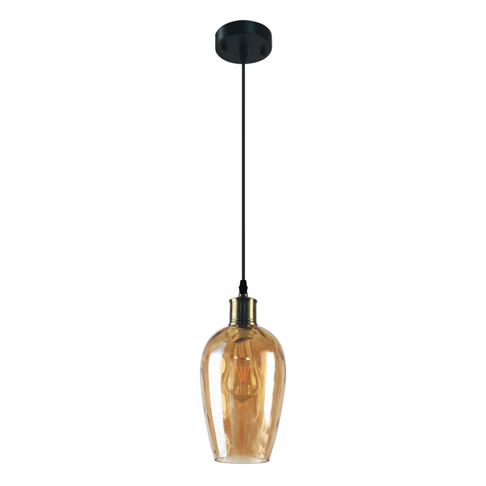 Suspension Verona 1 lumière - verre fumé allongé à effet miroir