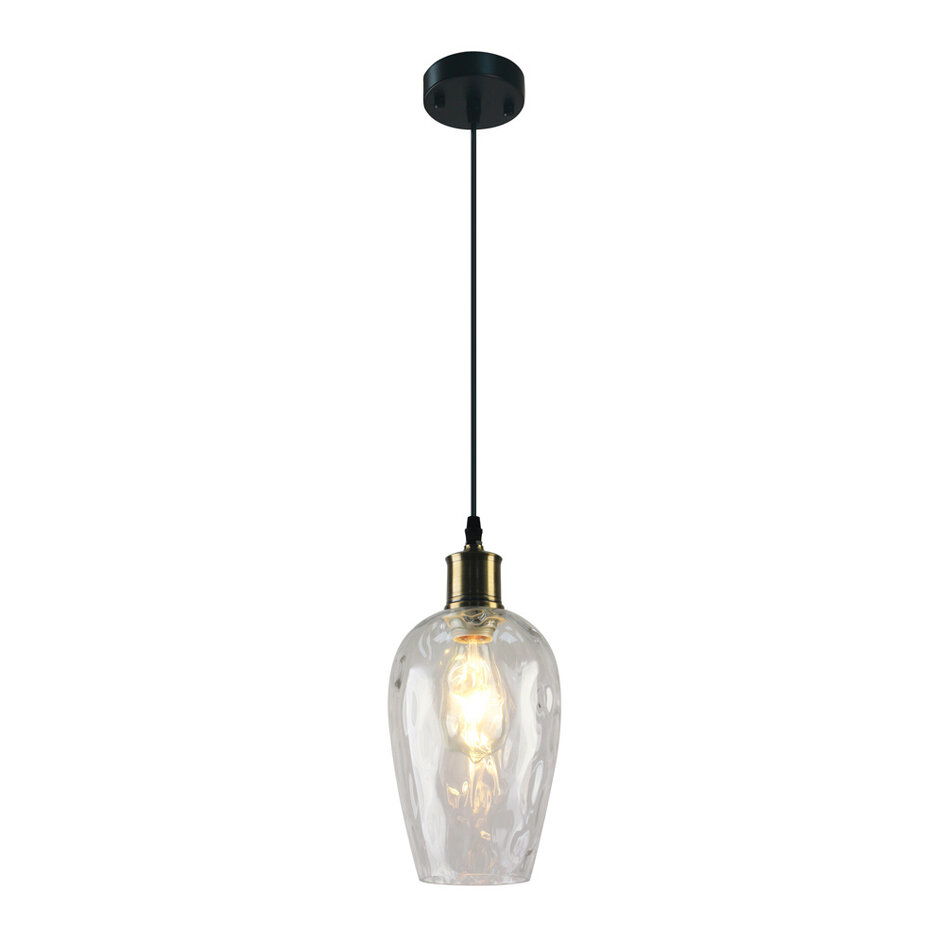Suspension Verona 1 lumière - verre fumé allongé à effet miroir