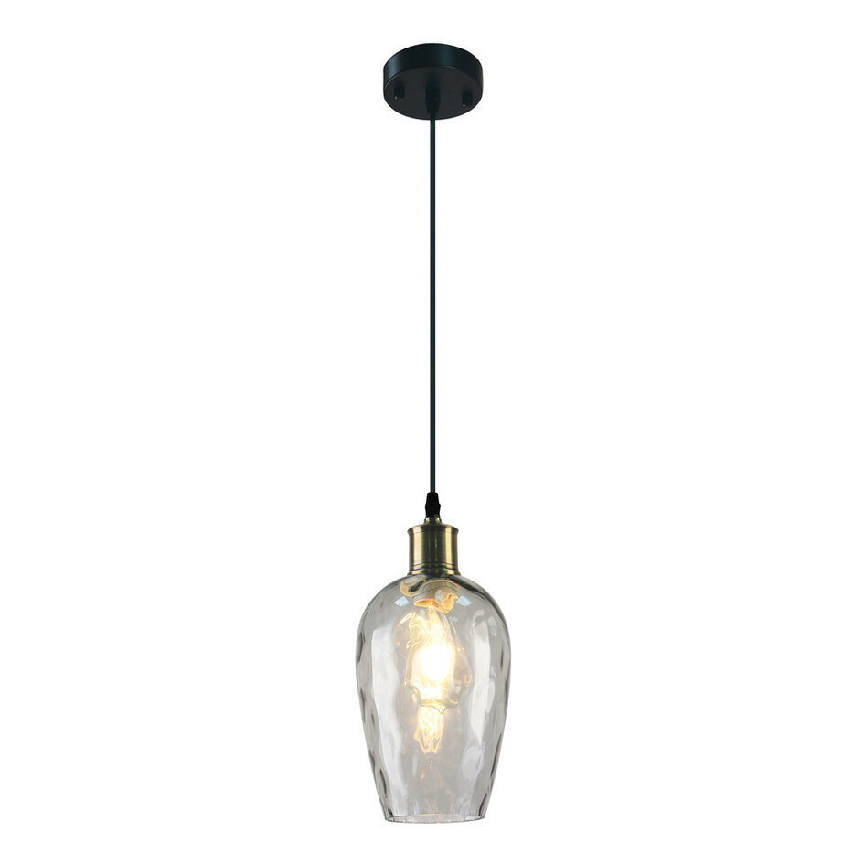 Suspension Verona 1 lumière - verre fumé allongé à effet miroir