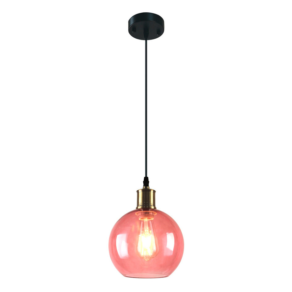 Suspension 1 lumière Liya en verre rouge, variante 4