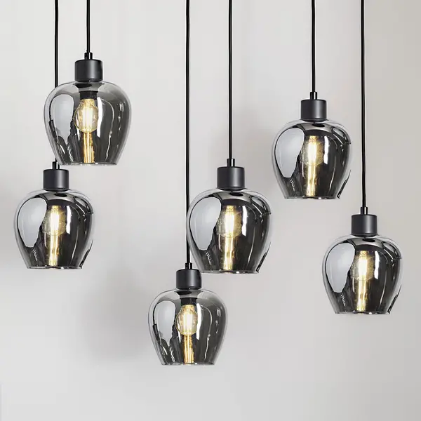 Suspension 6 lumières avec verre fumé - Arvada