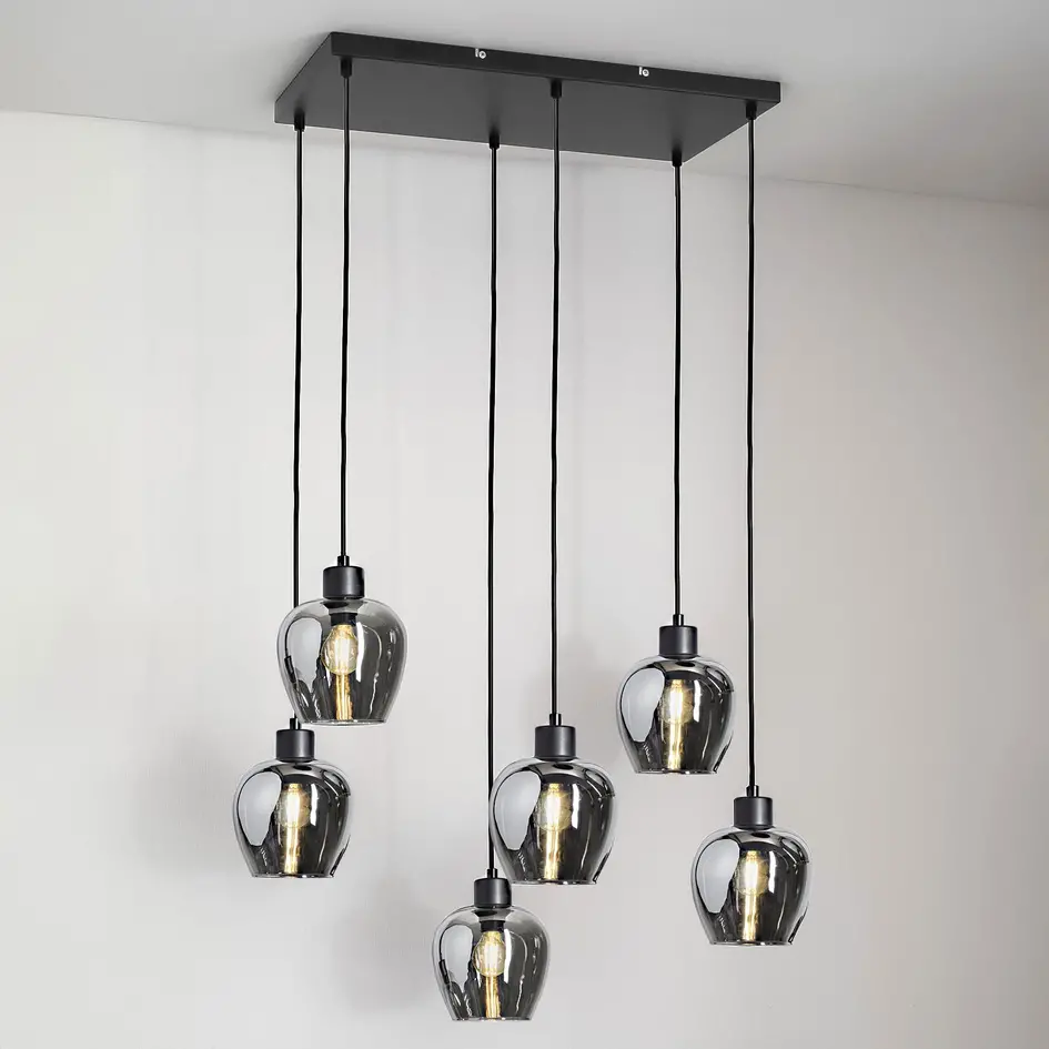 Suspension Arvada 6 lumières - verre fumé