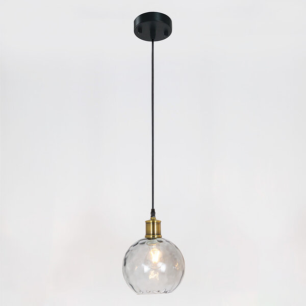 Suspension à 1 lumière - Lotte - Verre fumé bombé
