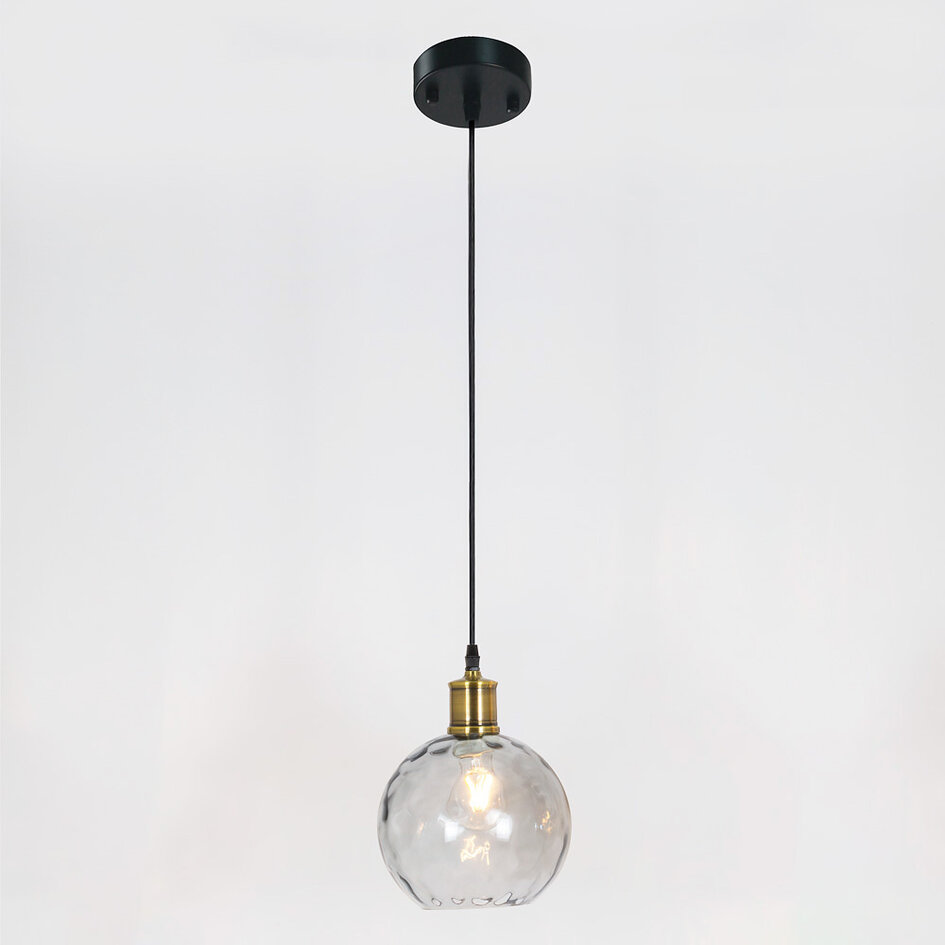 Suspension à 1 lumière - Lotte - Verre fumé bombé