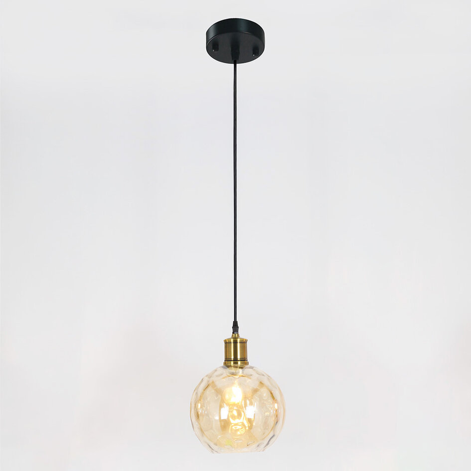Suspension à 1 lumière - Lotte - Verre fumé bombé