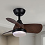 Ventilateur de plafond compact avec LED et télécommande Vietor - noir et marron foncé
