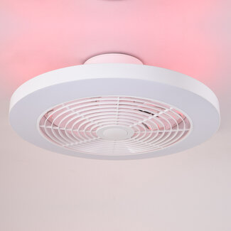 Ventilateur de plafond blanc avec télécommande, appli TUYA et fonction RGBW - Tuul