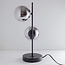 Lampe de table 2 lumières avec verre fumé avec effet miroir et cadre noir - Ethan