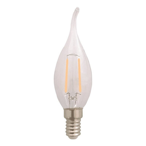 Ampoule flamme filament LED E14 dimmable, verre transparent 1,8 watt