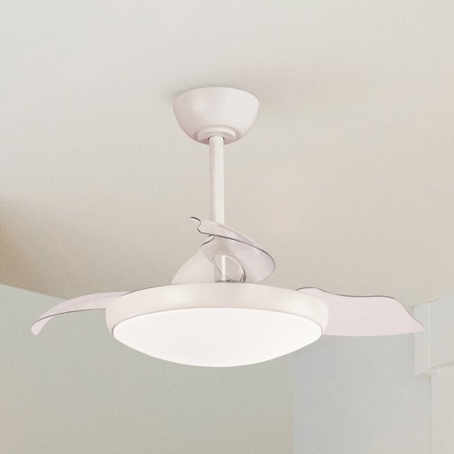 Ventilateur de plafond blanc avec LED et télécommande - Haizea