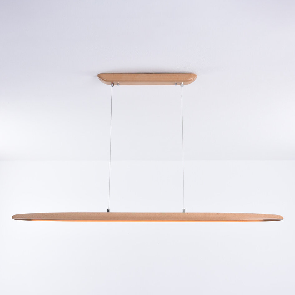 Suspension en bois Liora à intensité variable - allongée avec LED intégrée