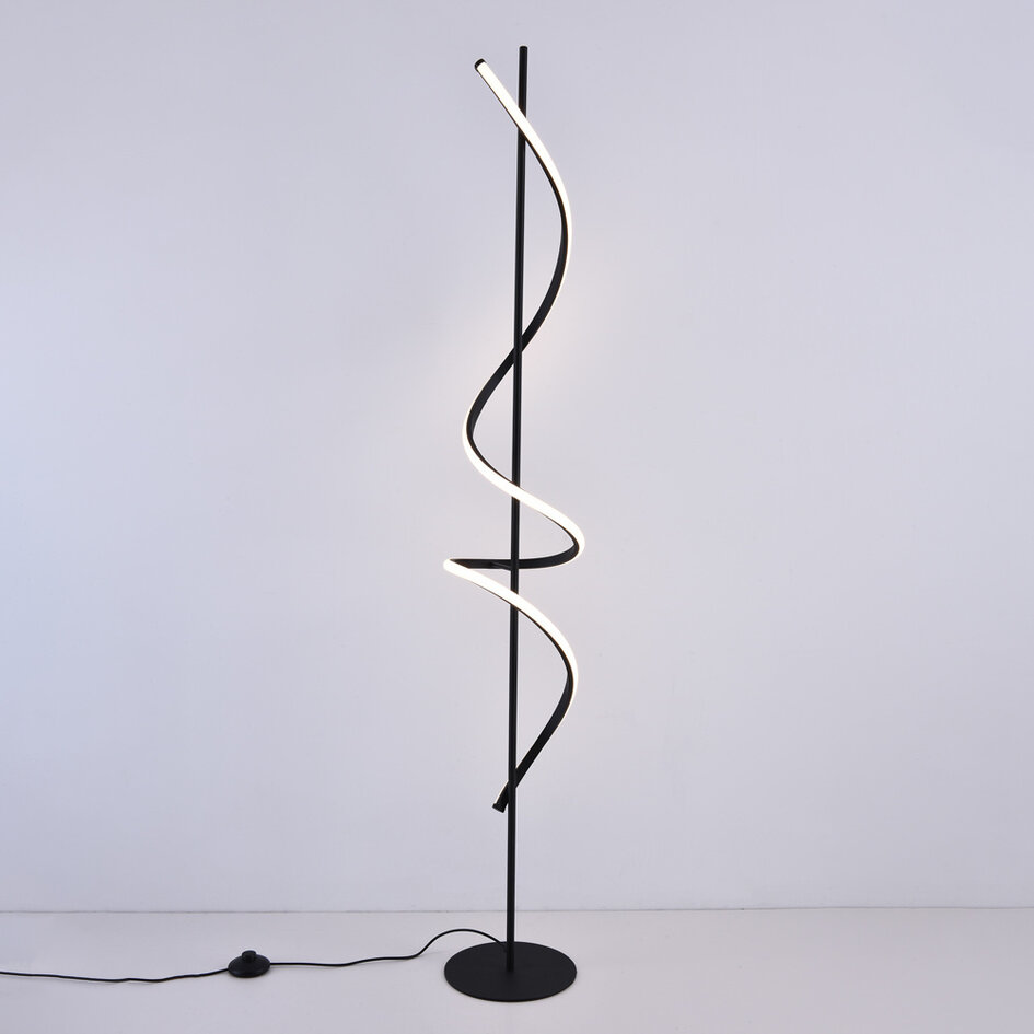 Lampadaire noir moderne en spirale - Caiden