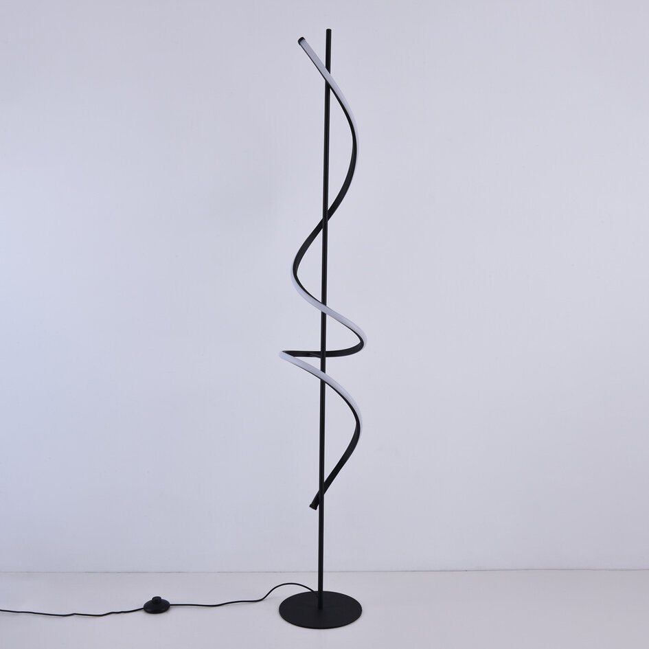 Lampadaire noir moderne en spirale - Caiden