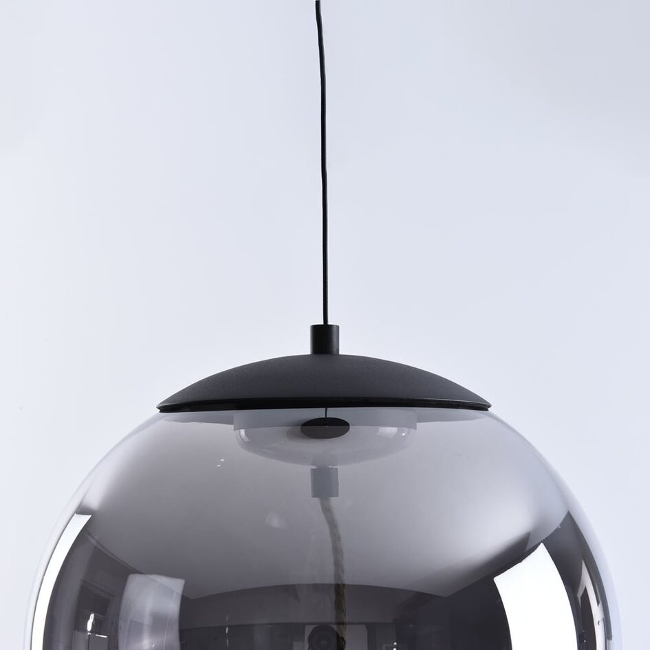 Suspension Vajen à intensité variable - verre fumé et corde de chanvre
