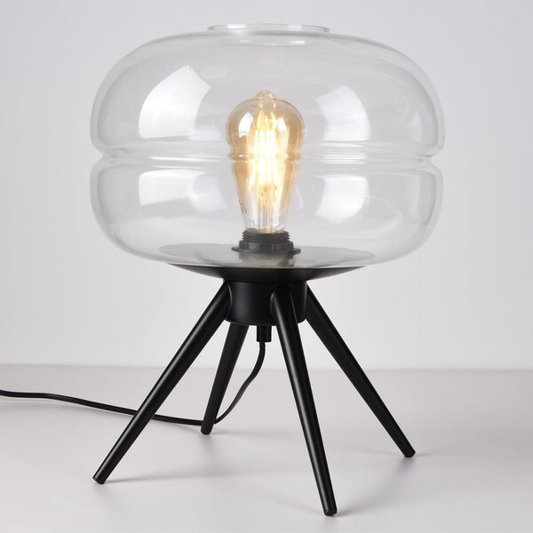 Lampe de table moderne Joah en verre transparent