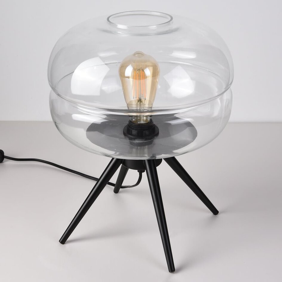 Lampe à poser Joah en verre transparent soufflé à la main