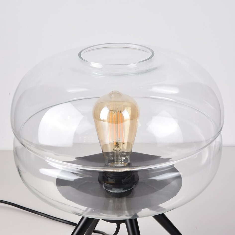 Lampe à poser Joah en verre transparent soufflé à la main
