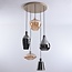 Suspension Nisa 5 lumières en verre ambré et fumé - doré