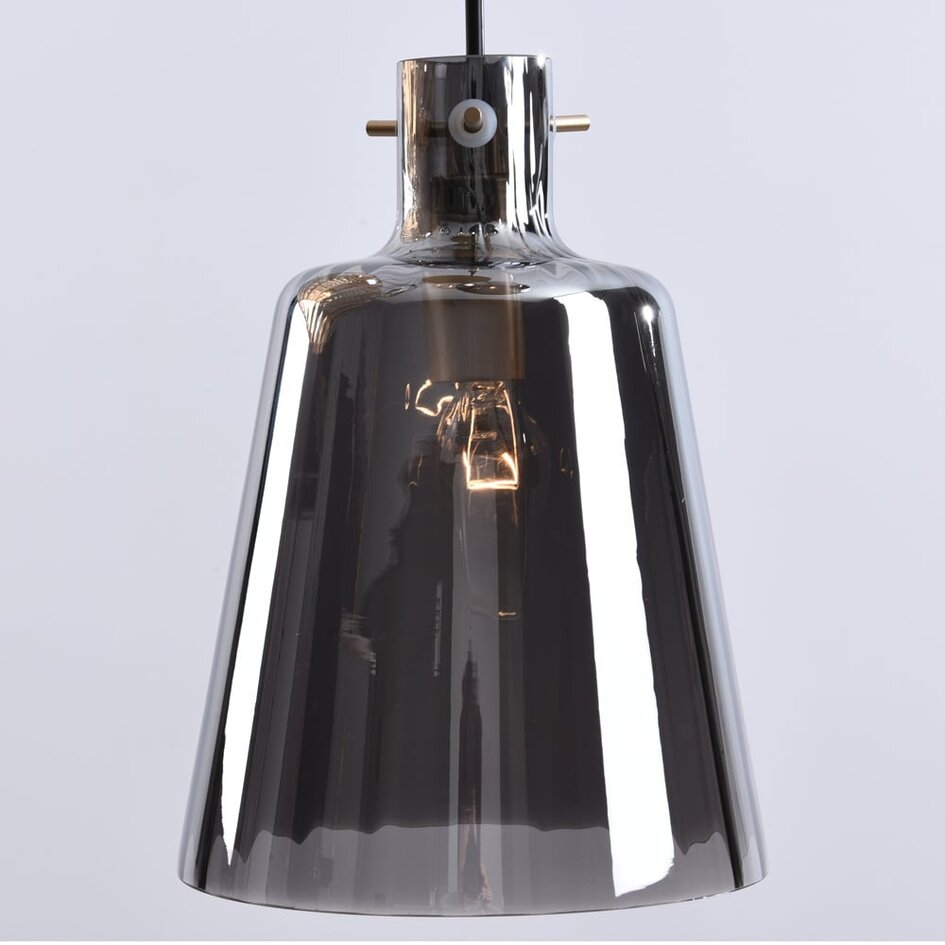 Suspension Nisa 5 lumières en verre ambré et fumé - doré