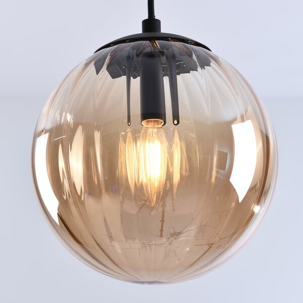 Lampe suspendue avec verre ambré, 1 lumière - Maja