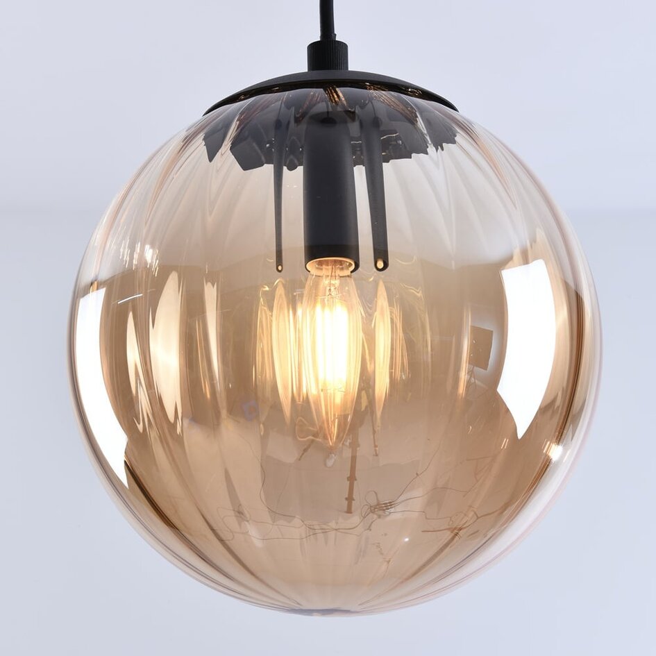 Lampe suspendue avec verre ambré, 1 lumière - Maja
