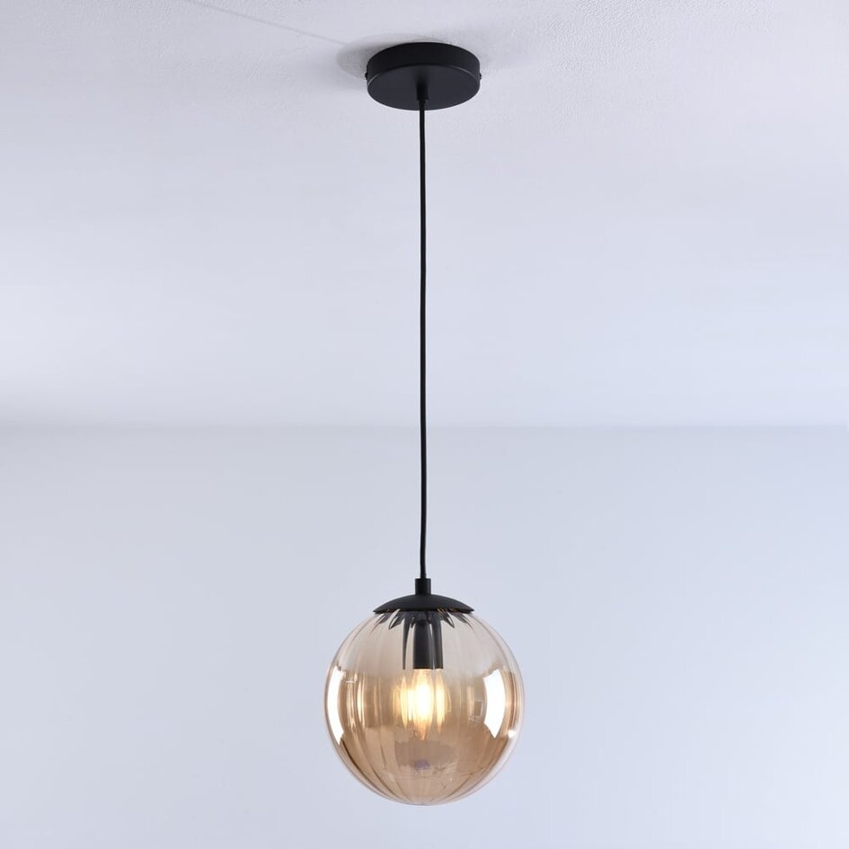 Suspension Maja en verre ambré - noir