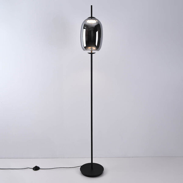 Lampadaire 3 étages gradable et verre fumé - Noelle