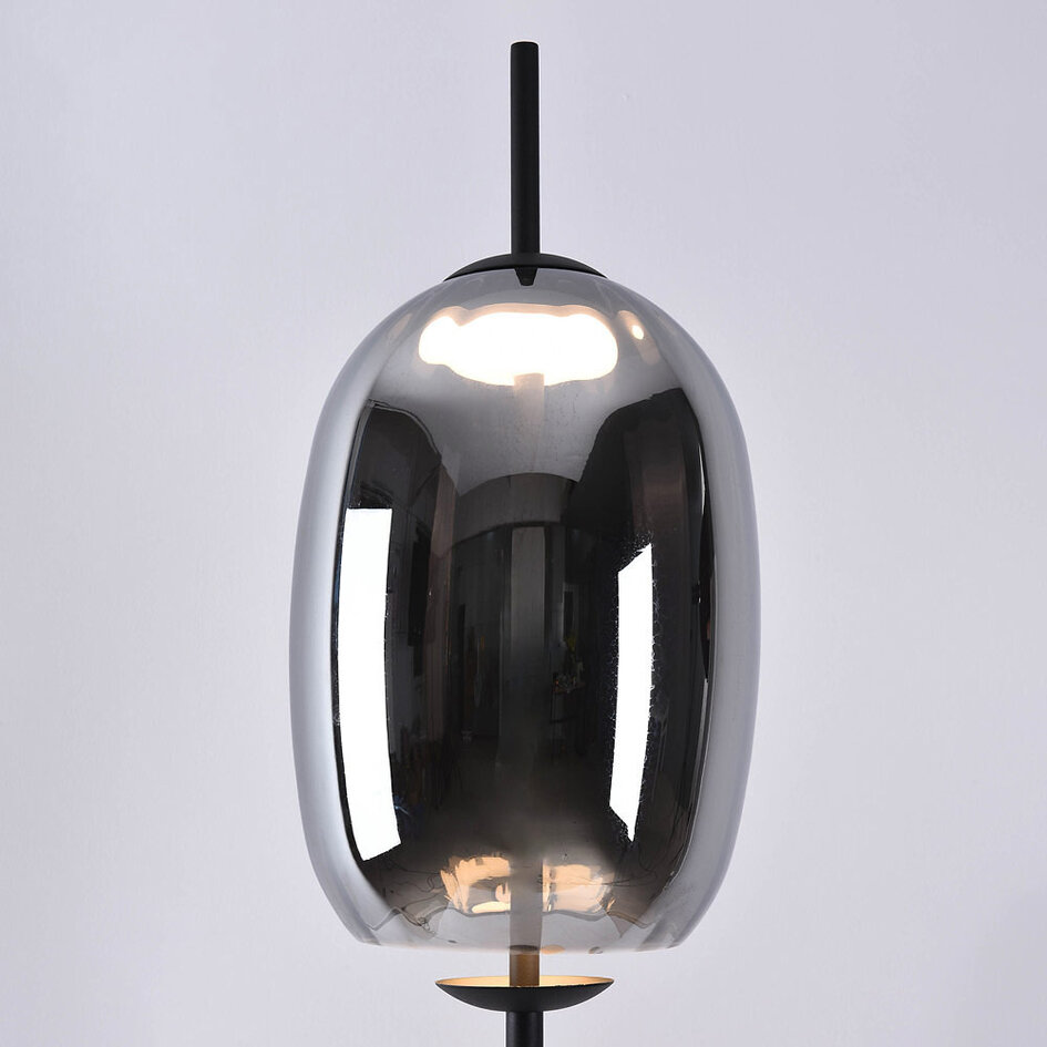 Lampadaire 3 étages gradable et verre fumé - Noelle