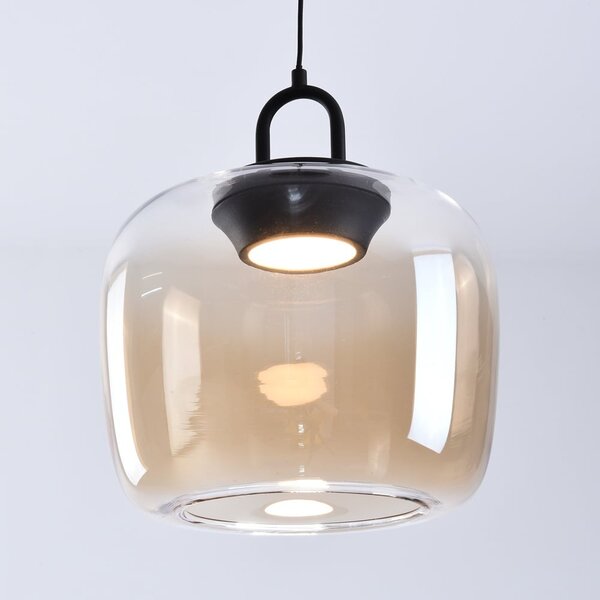 Suspension Zahra en verre ambré à dégradé de couleur et LED dimmables à 3 niveaux