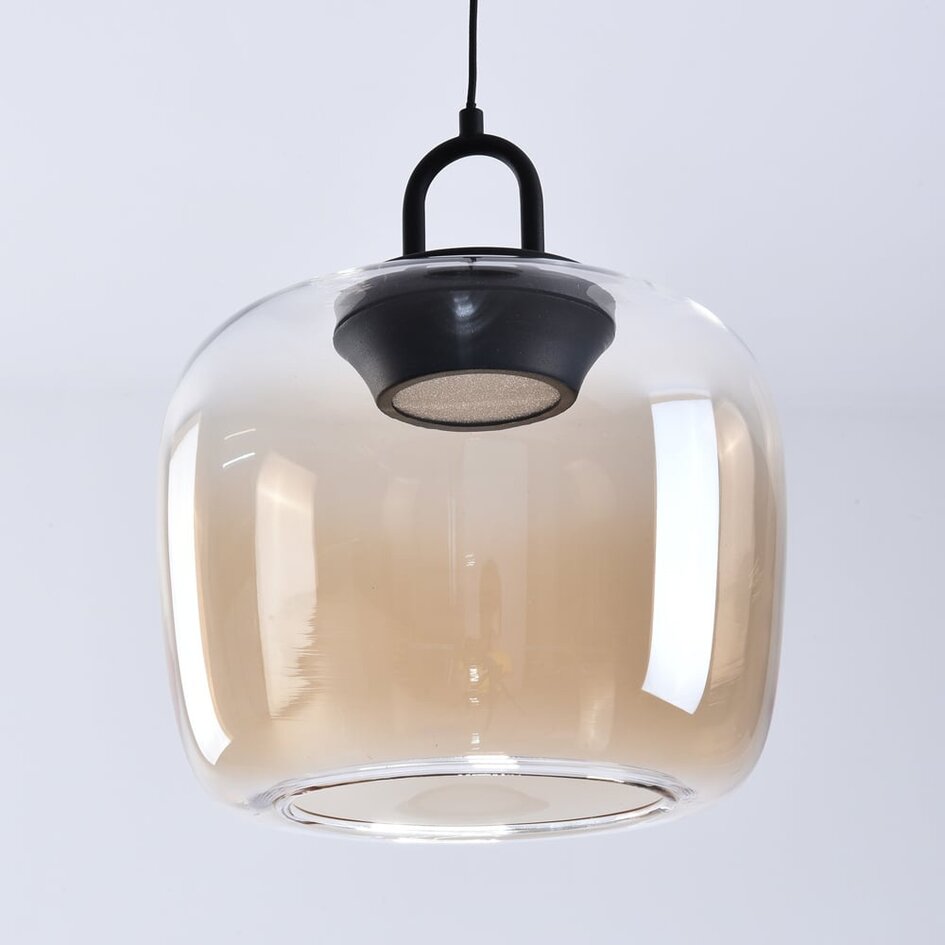 Suspension Zahra en verre ambré à dégradé de couleur et LED dimmables à 3 niveaux
