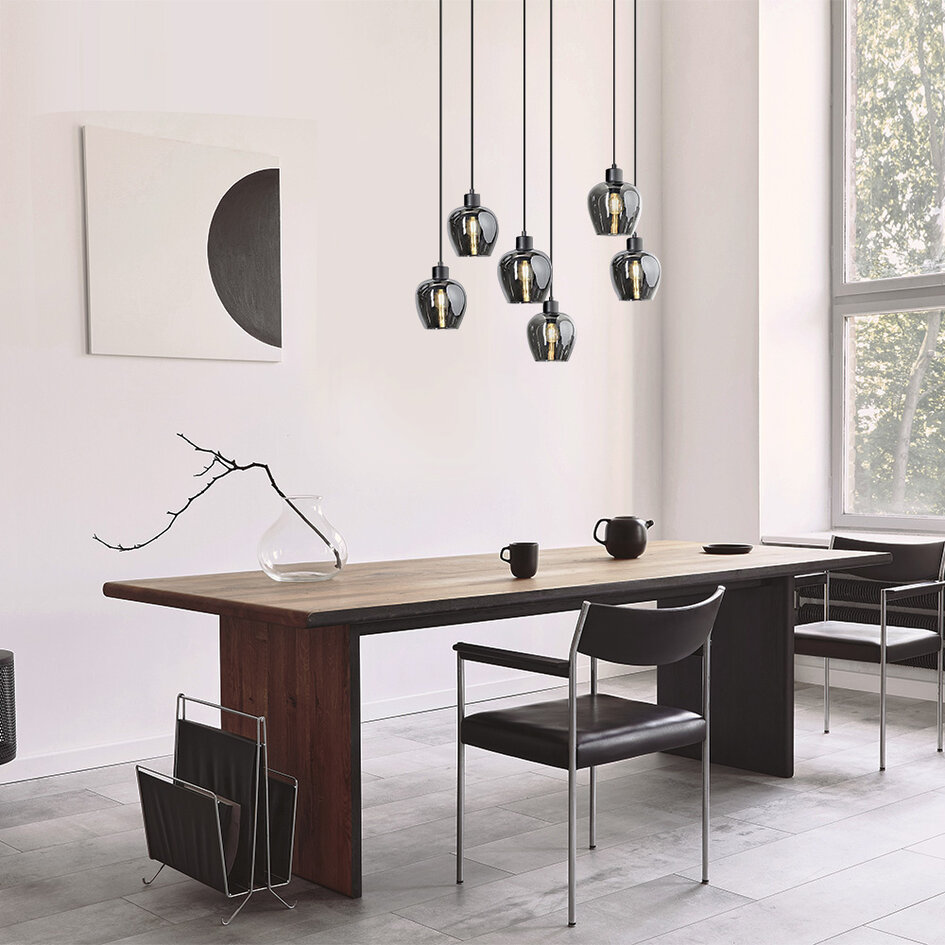 Suspension 6 lumières avec verre fumé - Arvada