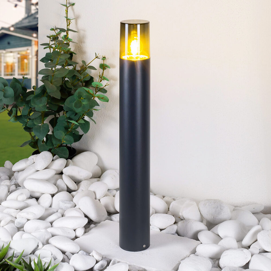 Lampe d'extérieur moderne sur pied en gris fumé - Jenny