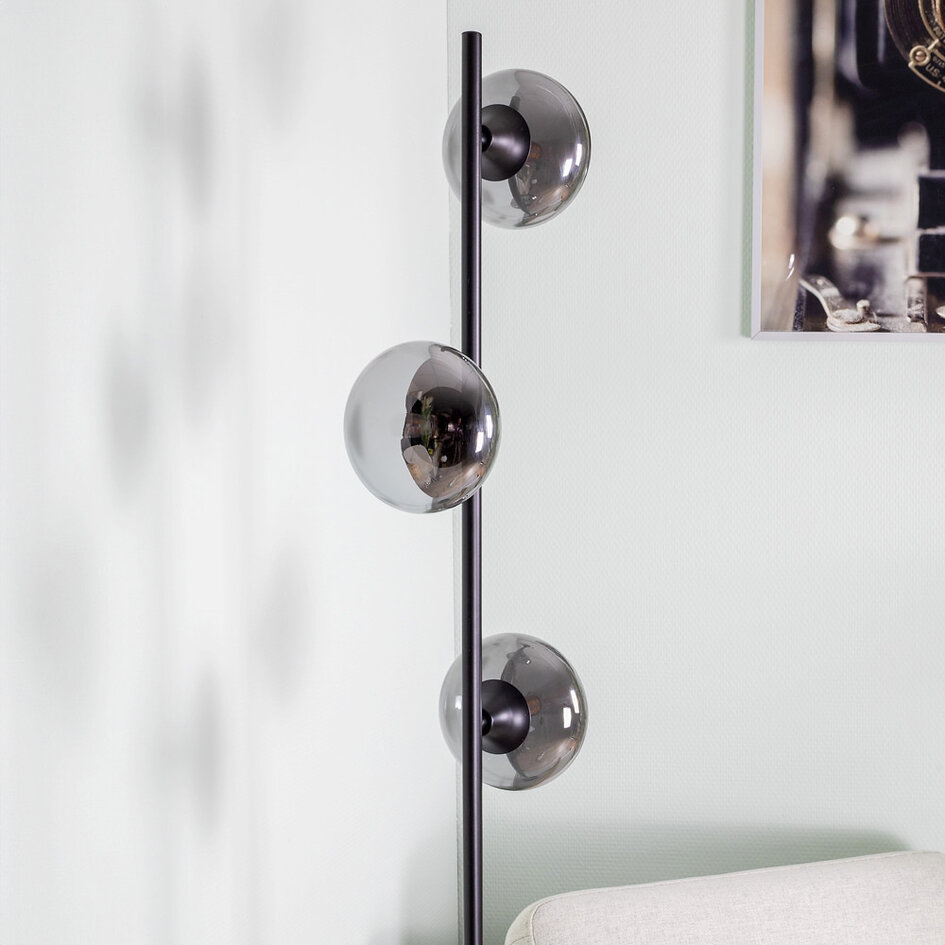 Lampadaire en verre gris fumé, 3 lumières - Musta