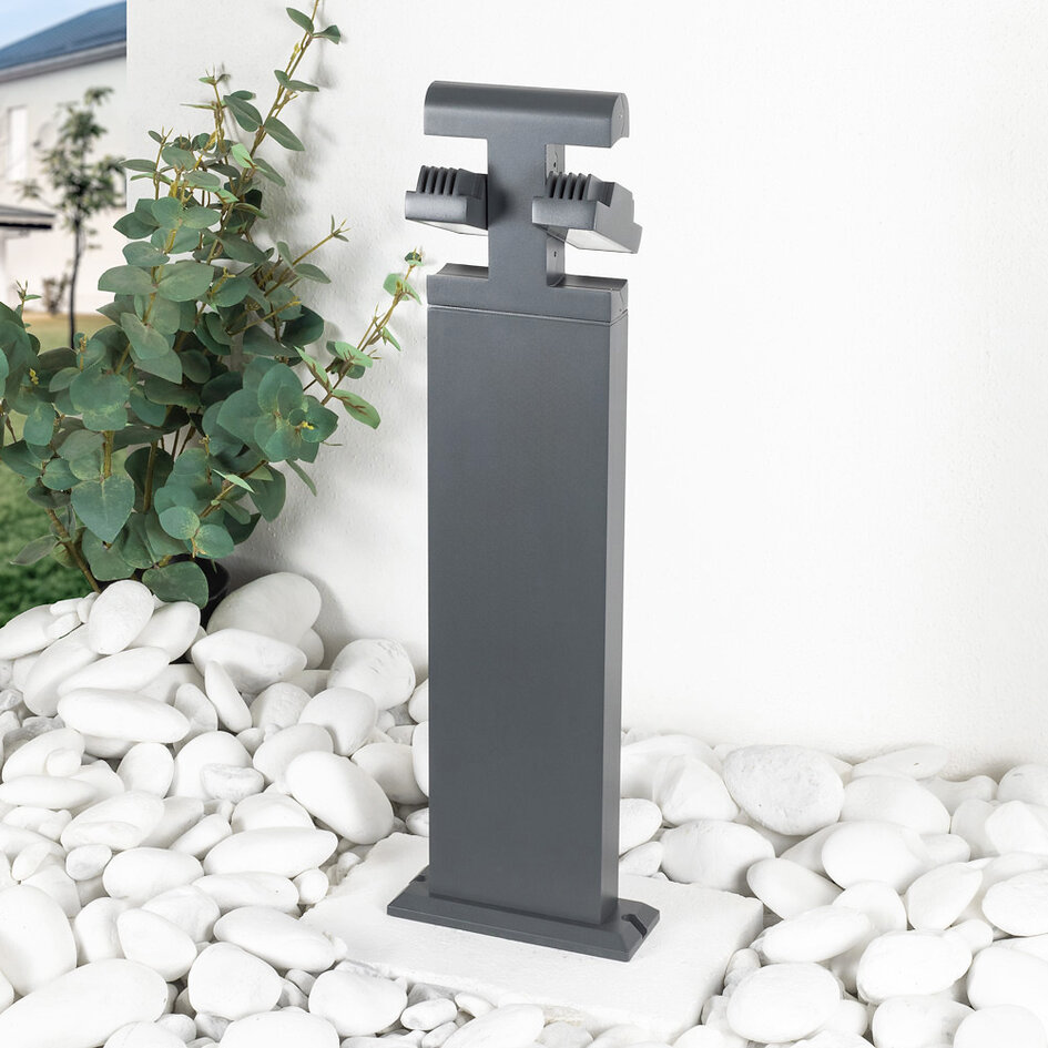 Lampe d'extérieur sur pied Jente à spots inclinables anthracite, LED intégrée