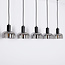 Suspension Cinza 5 lumières en verre fumé à effet miroir
