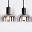 Suspension Cinza 5 lumières en verre fumé à effet miroir