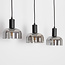 Suspension Pilka 3 lumières en verre fumé à effet miroir