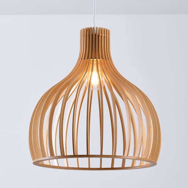 Lampe suspendue style rurale avec bois naturel - Hanoï