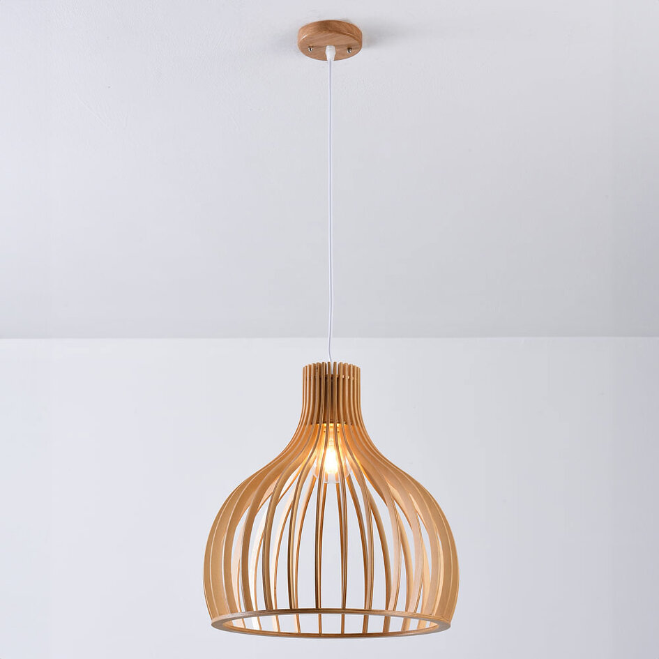 Lampe suspendue style rurale avec bois naturel - Hanoï