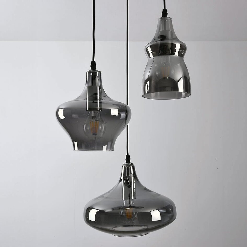 Suspension Trinidad 3 lumières en verre fumé