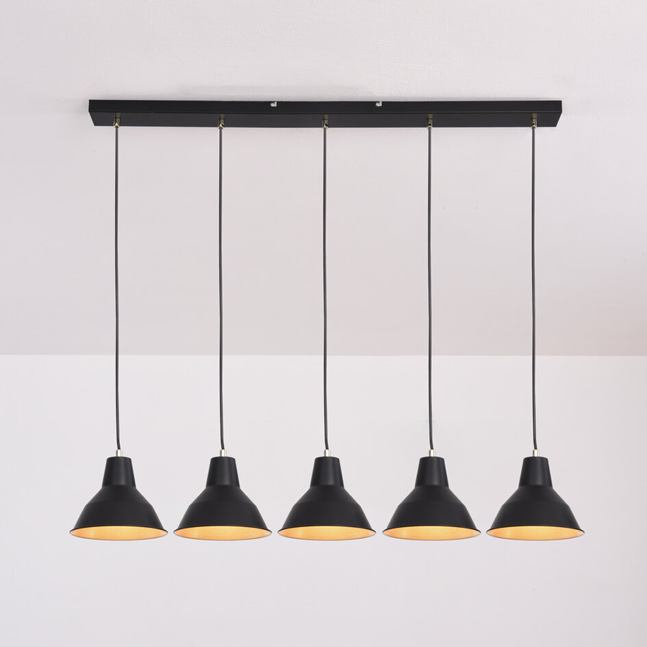 Suspension industrielle moderne 5 branches noire - Odin