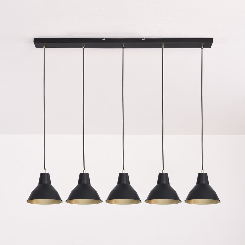 Suspension industrielle moderne 5 branches noire - Odin