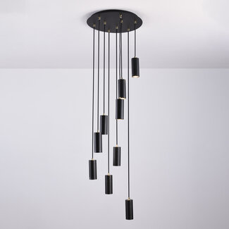 Suspension design noir mat et or 9 lumières - Hialeah