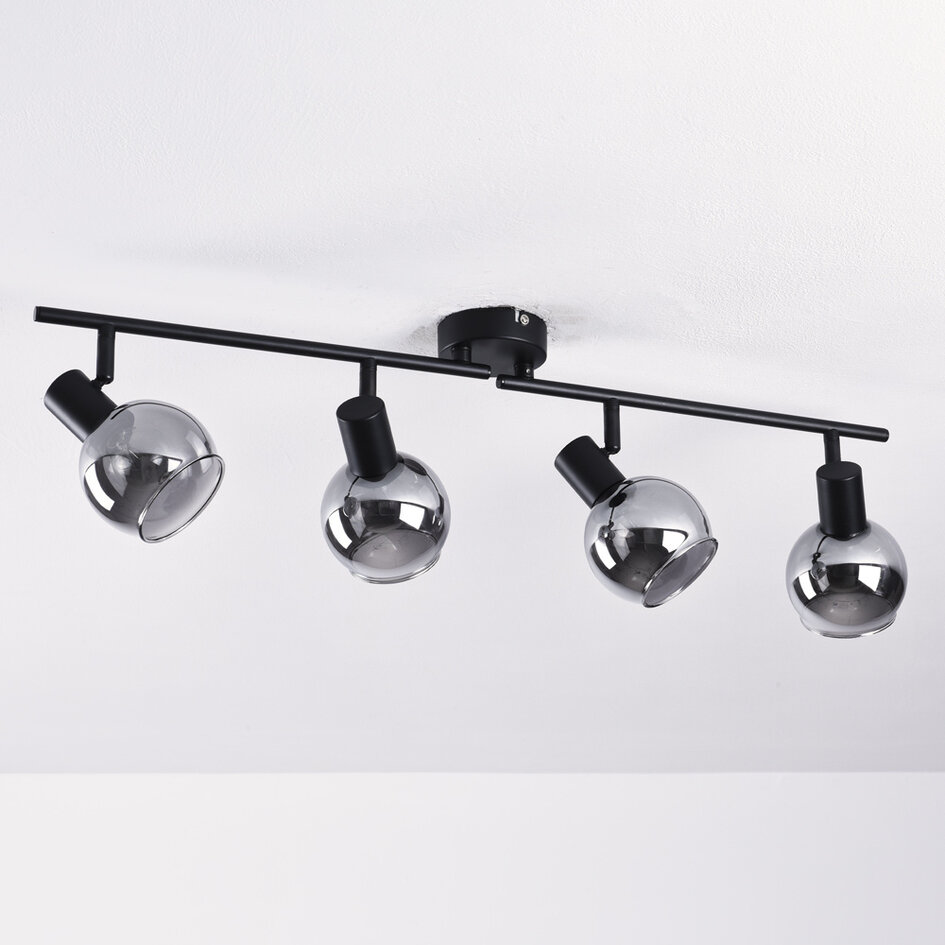 Plafonnier 4 lumières Florida - verre fumé à effet miroir