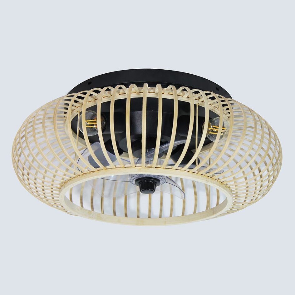 Ventilateur de plafond en bambou étroit avec fonction été et hiver - Paco