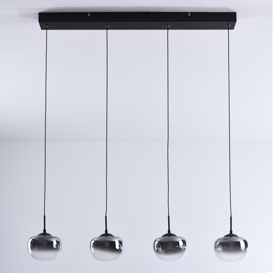 Suspension noire en verre fumé avec dégradé et LED dimmables 3 niveaux - Amina