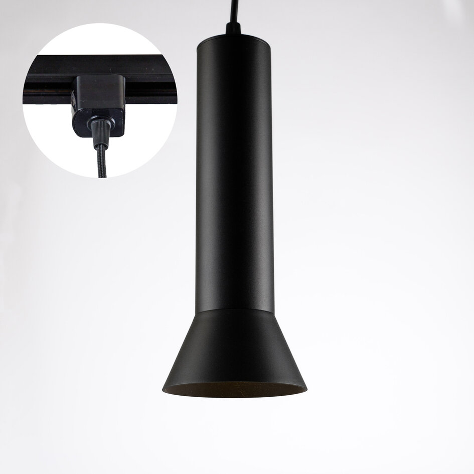 Suspension tube monophasée sur rail Lenn - noir